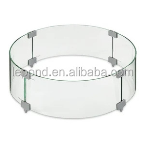 Customized Round Fire Pit Glass Windproof glass Flame glass Wind Guard For Outdoor