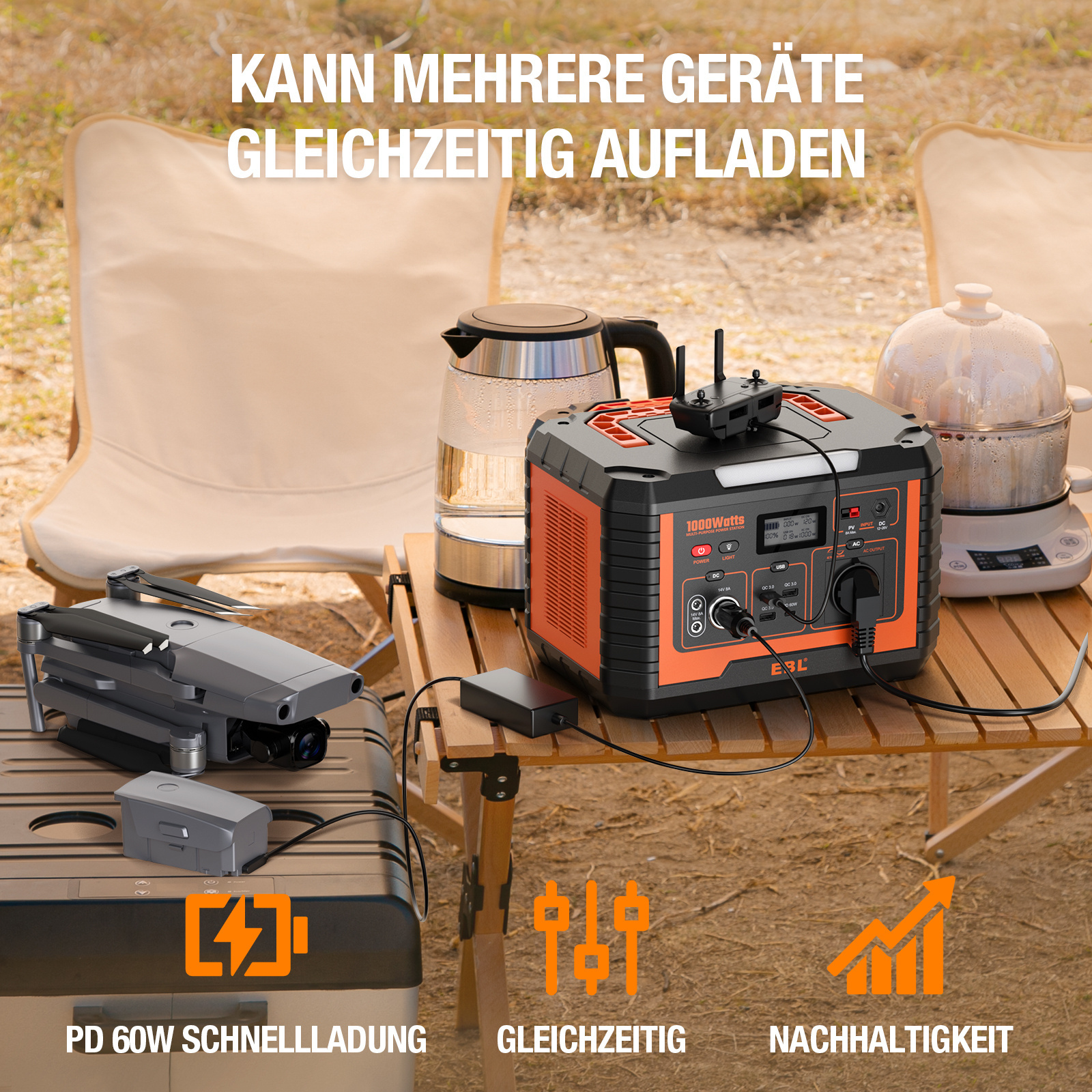 Large Capacity Lithium Battery 2000w 1000w Portable Solar Generator Power Station For Europe