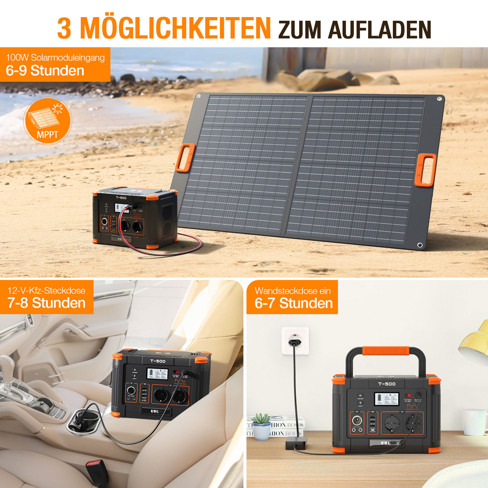 Outdoor Camping 500W Solar Generator Solar Charging Portable Power Station