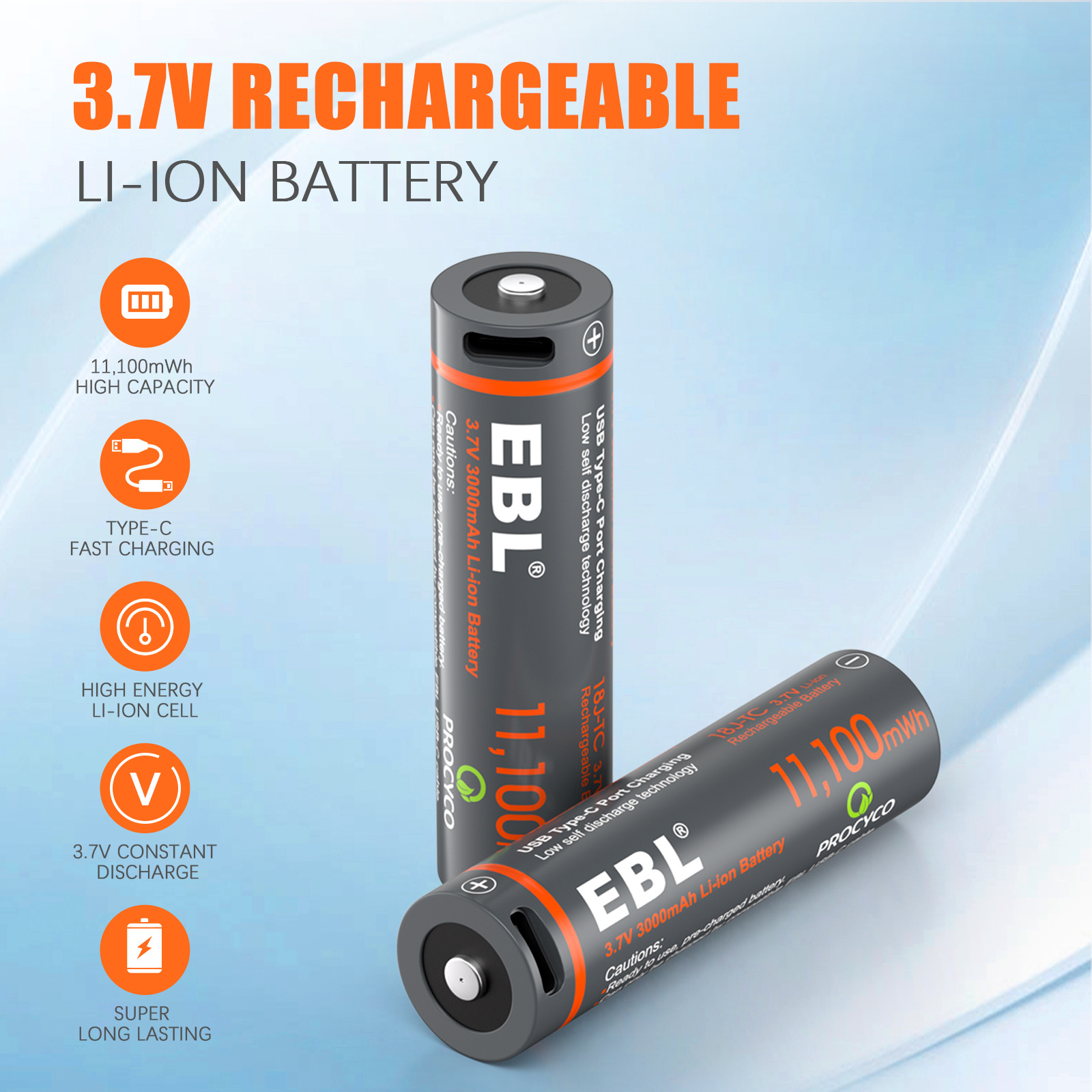 18600 Usb Rechargeable 3.7V Lithium Ion Battery Rechargeable Cell 3.7V 2200Mah Batteries