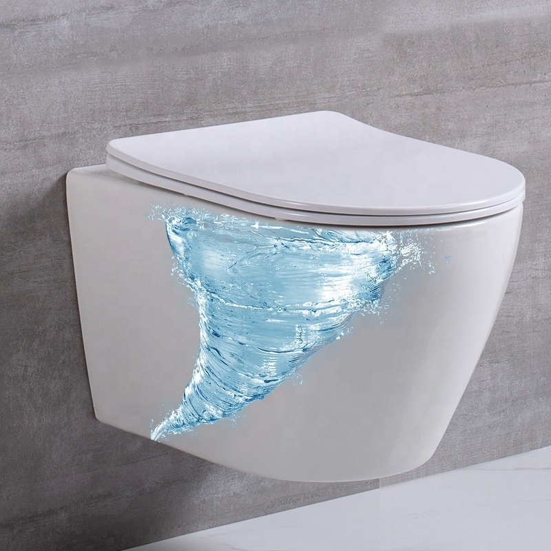 Single hole superspin ceramic wc rimless wall hung tornado flush toilet bowl wc wall mounted hanging concealed cistern toilets