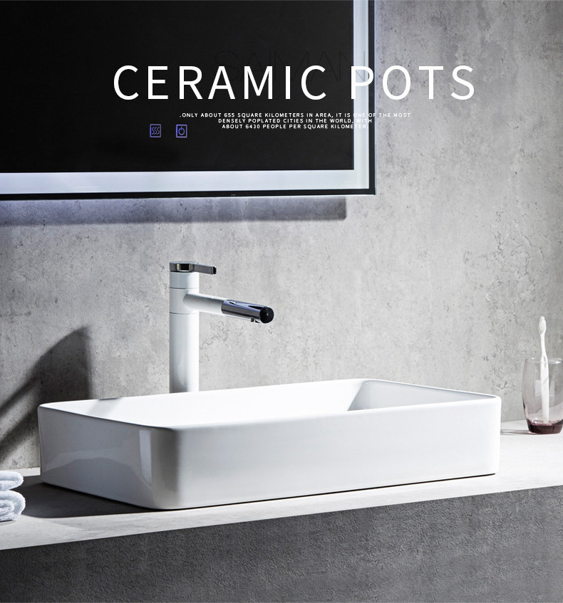 New Design Porcelain Artistic Square Ultra-thin Wash Hand Art Basin Easy Clean Smooth Surface NO Hole Wash Basin