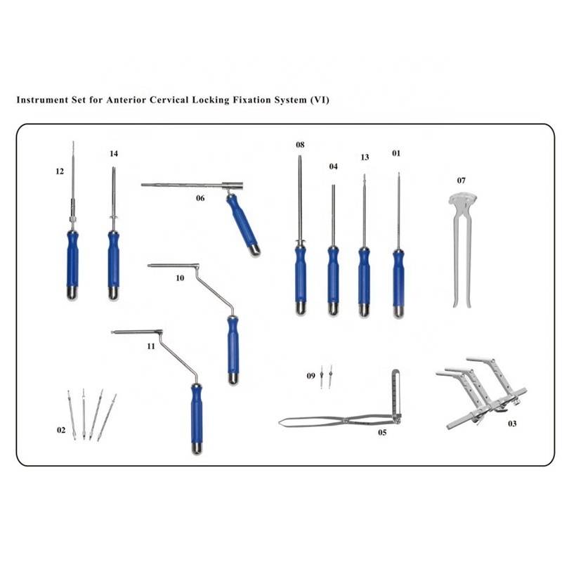 Instruments for Spinal Fixation, Anterior Cervical Locking Fixation, Cage, Mesh