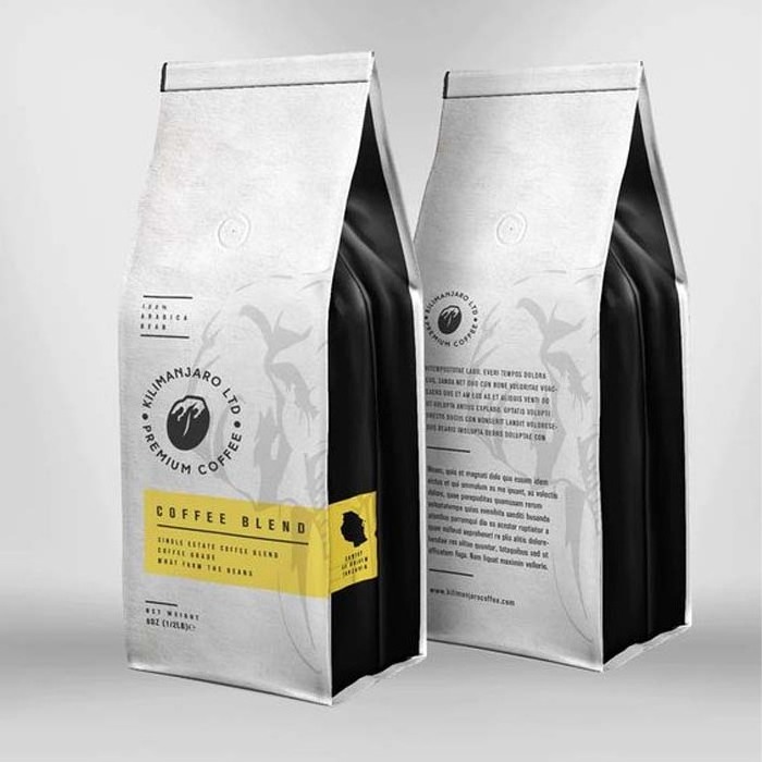 Custom Printing Coffee Bag 12oz 340g Empty Coffee Bags Resealable Side Gusset Flat Bottom Coffee Bag With Valve