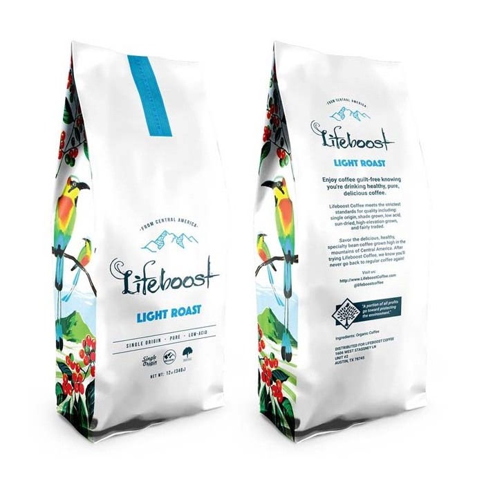 Custom Printing Coffee Bag 12oz 340g Empty Coffee Bags Resealable Side Gusset Flat Bottom Coffee Bag With Valve