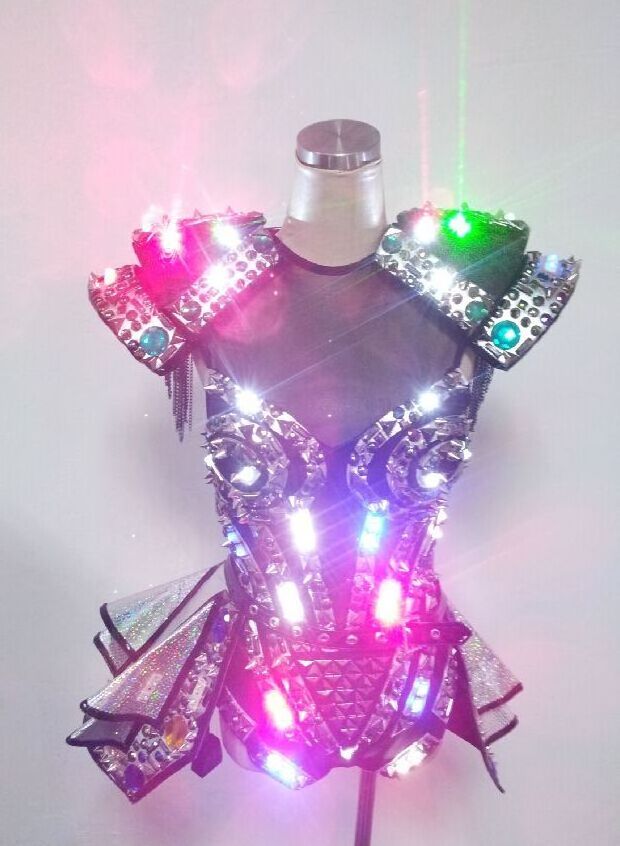 RGB Color Led Dance Costumes Glow In The Dark Dresses Performance Wear Led Clothes For Show