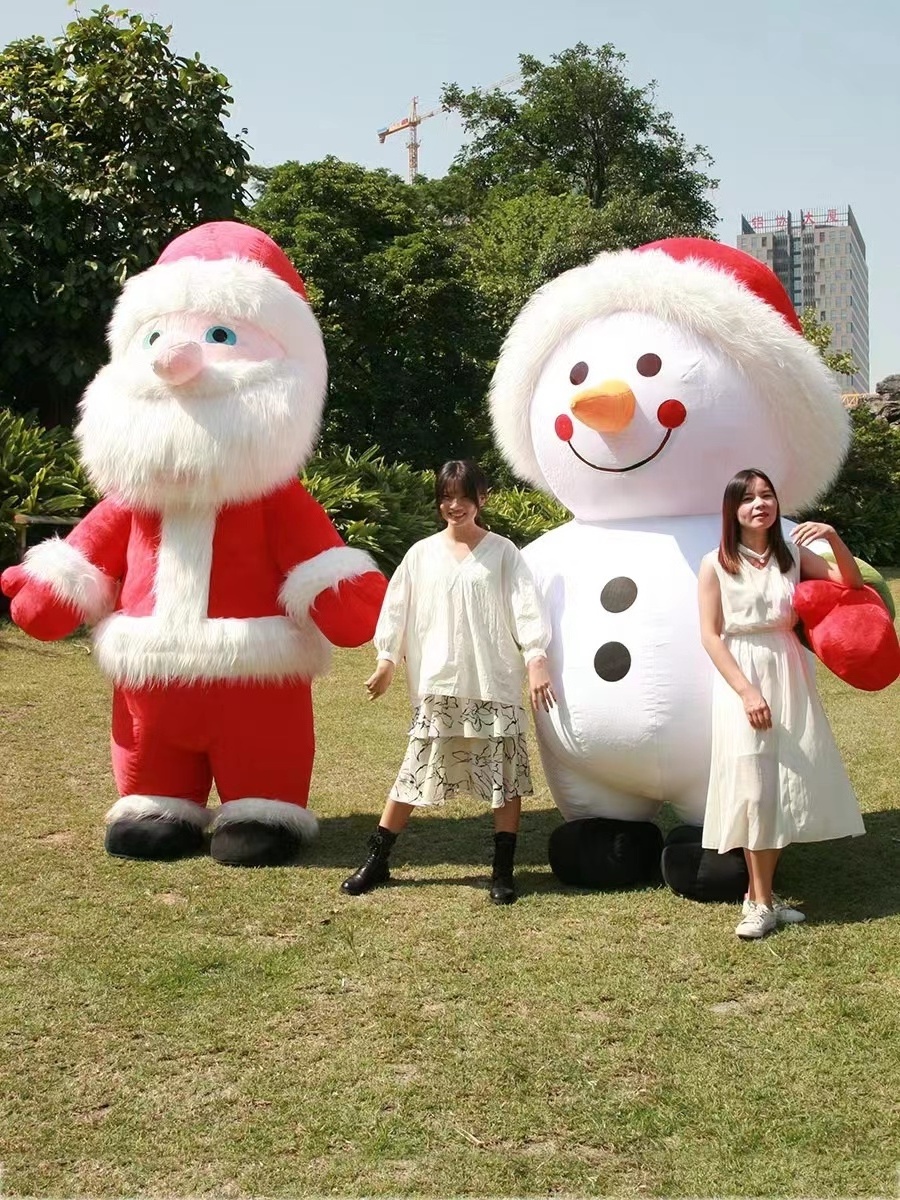 Hot Sale Inflatable Santa Claus And Snowman Costume For Adults Funny Blow Up Costume Suit For Christmas Halloween Cosplay