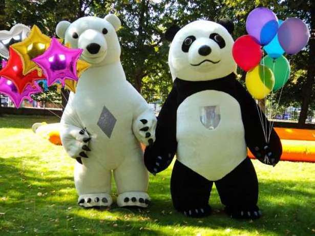 2m/2.6m/3m Cosplay Animal Mascots suit giant advertising walking inflatable plush panda mascot costume for adult