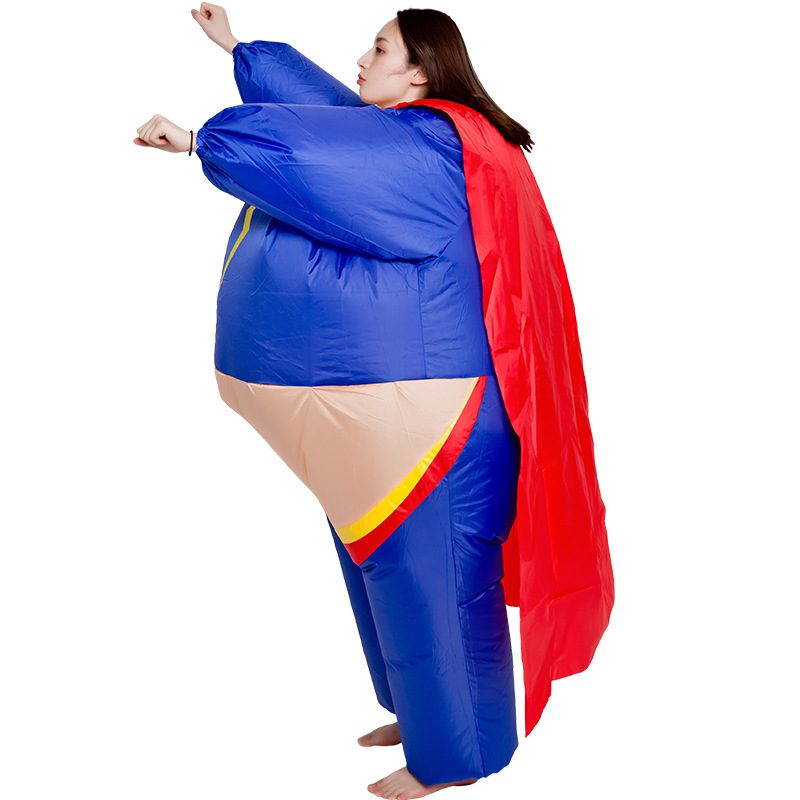 Hot sale happy naughty party costumes adult inflatable lightning super man costume walking fat costume mascot suit