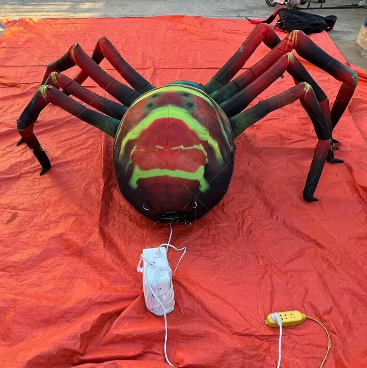 3m/4m 10ft 13.2ft Lifelike Giant Inflatable Halloween Black Spider Model Hang Led Lighting Inflatable Black Widow