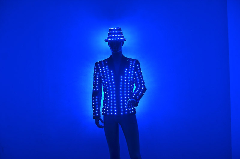 Fashion Men Light Up Led Light Dj Laser Jackets With Hats  For Dj Party Nightclub Wear Full Color Lighting Dance