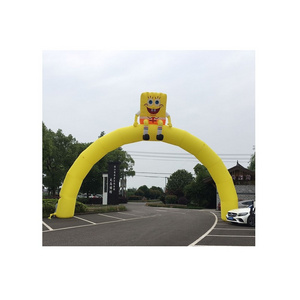 Customized Advertising Cute Spongebob Cartoon Theme Blowup Inflatable Welcomed Entrance Arch For Halloween Christmas Party Event