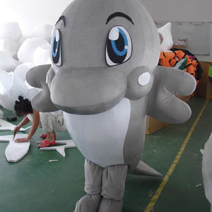 Custom Gray Dolphin Mascot Costume Cartoon Character Animal Whale Mascot Costumes For Adult