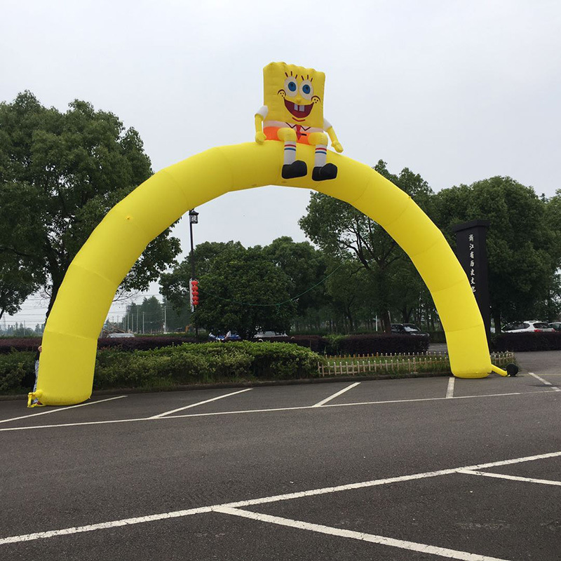 Customized Advertising Cute Spongebob Cartoon Theme Blowup Inflatable Welcomed Entrance Arch For Halloween Christmas Party Event