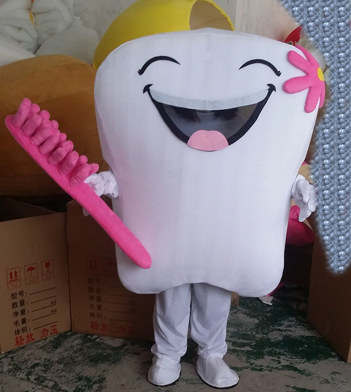 Business Promotion Mascot Costume White Teeth And Toothbrush Mascot Costume For Care For Tooth Activity