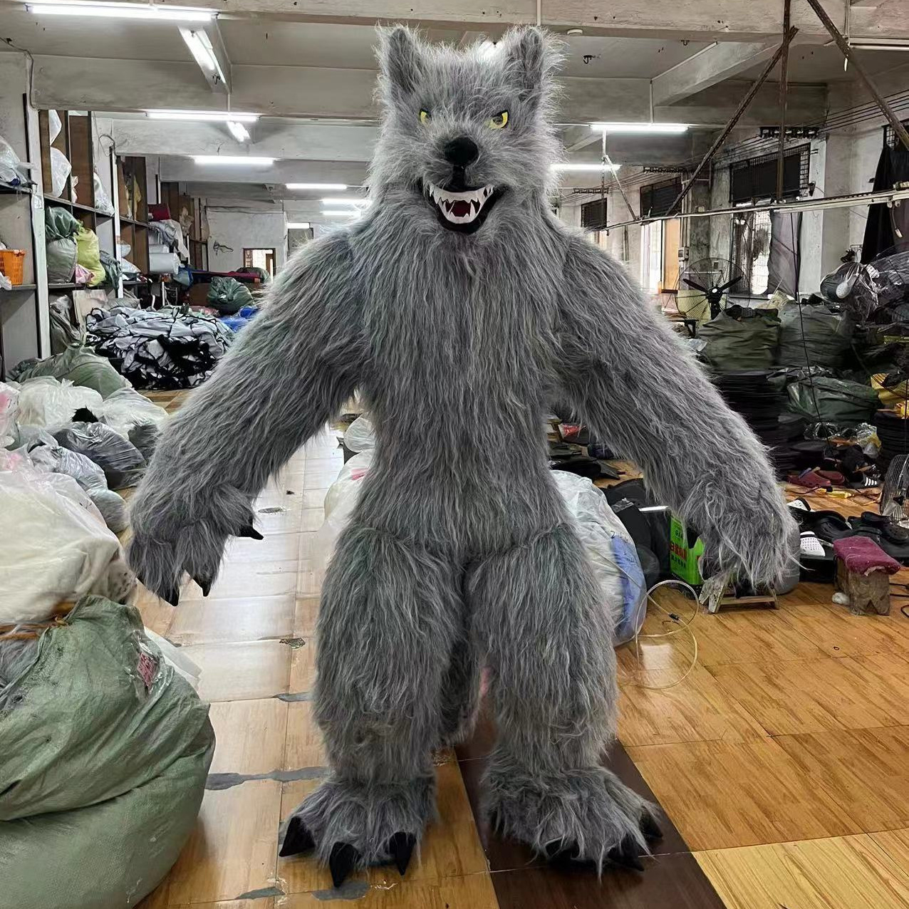 Running Fun 2.2m walking inflatable wolf plush mascot costume cosplay suit for adults