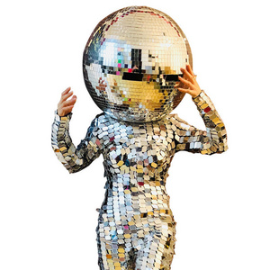 Disco Ball Mirror shining stage performance suits Jumpsuit  for Party DJ Club Show Dance Costumes