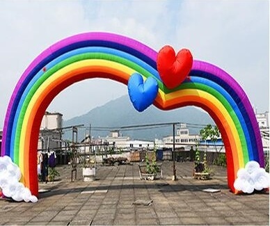 Customized Welcomed Decoration Inflatable Rainbow Entrance Arch Blow Up Inflatable Wedding Flower Arch For Advertising