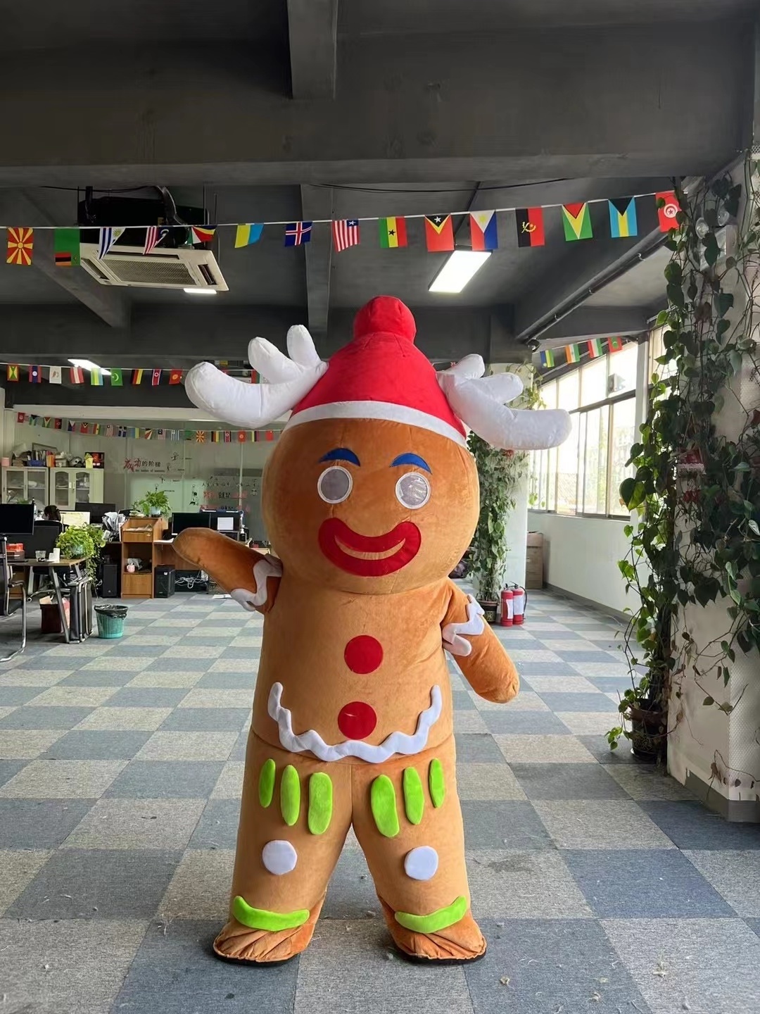 2m Funny Party Adult Christmas Xmas Gingerbread Man Inflatable Mascot Costume For Advertising