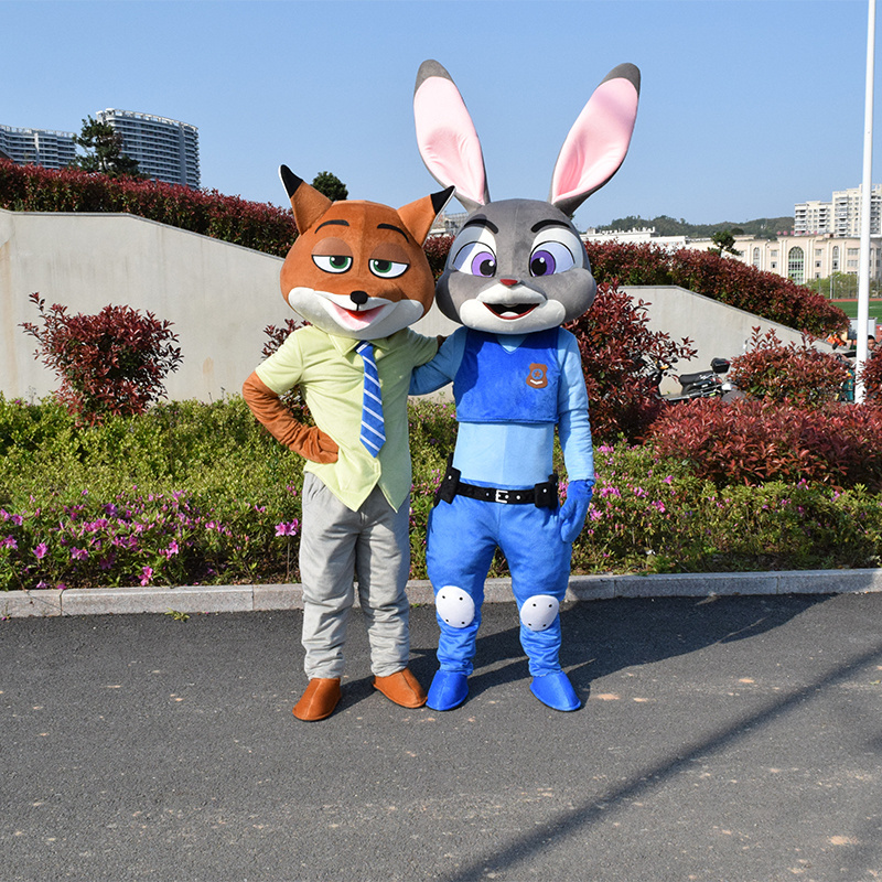 Newest Zootopia Cartoon Doll Costume Judy Hopps Bunny Nick Fox Walking Mascot Cosplay Costume