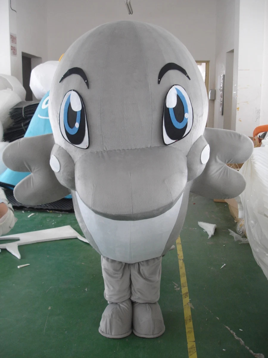 Custom Gray Dolphin Mascot Costume Cartoon Character Animal Whale Mascot Costumes For Adult