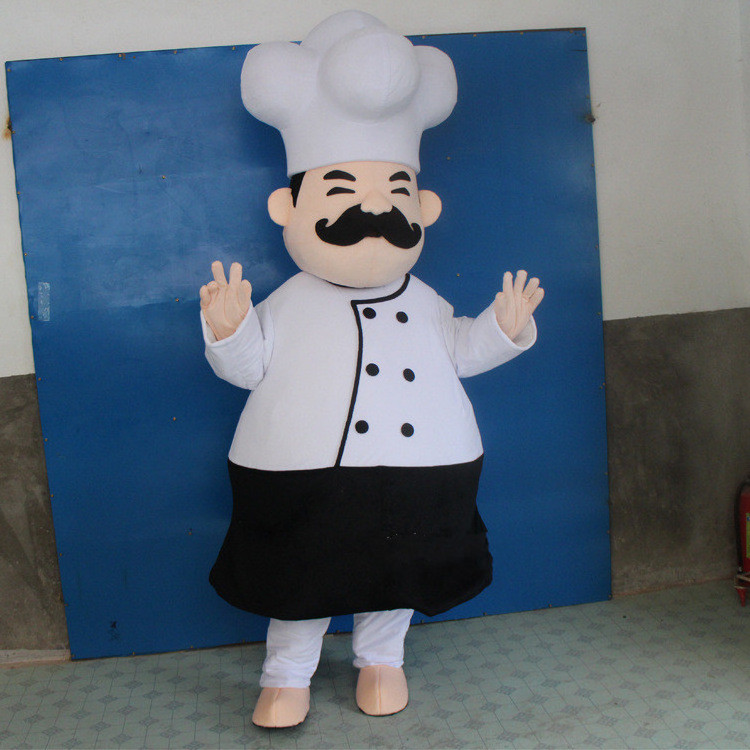 Custom Size Plush Material Fat Man Chef Costume With Chef Hat For Cosplay Adult Unisex Chef Mascot Costume For Sale