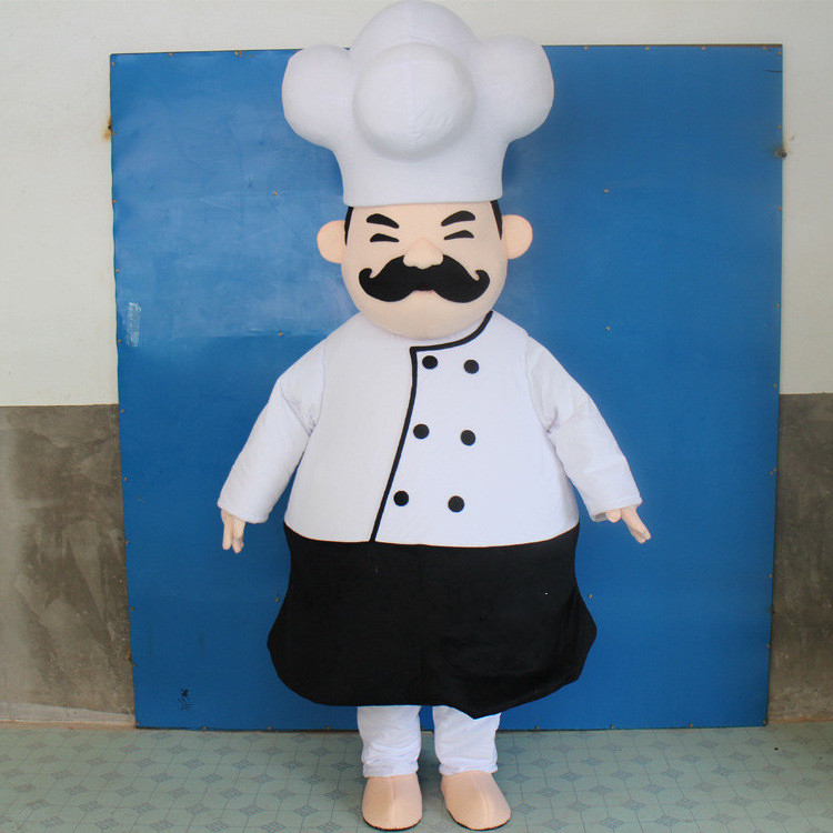 Custom Size Plush Material Fat Man Chef Costume With Chef Hat For Cosplay Adult Unisex Chef Mascot Costume For Sale