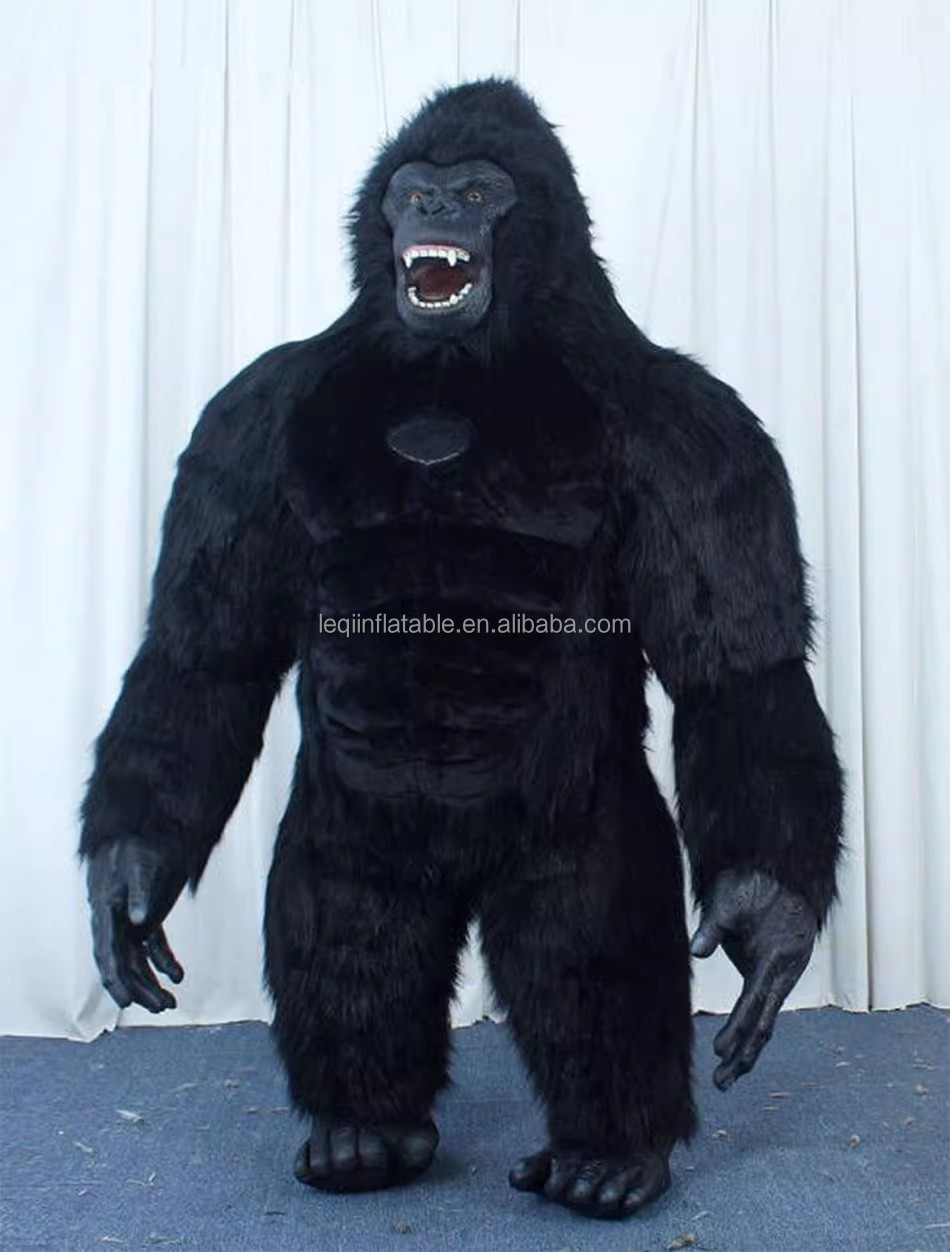 Running Fun Ape inflatable gorilla mascot costume cartoon character ...