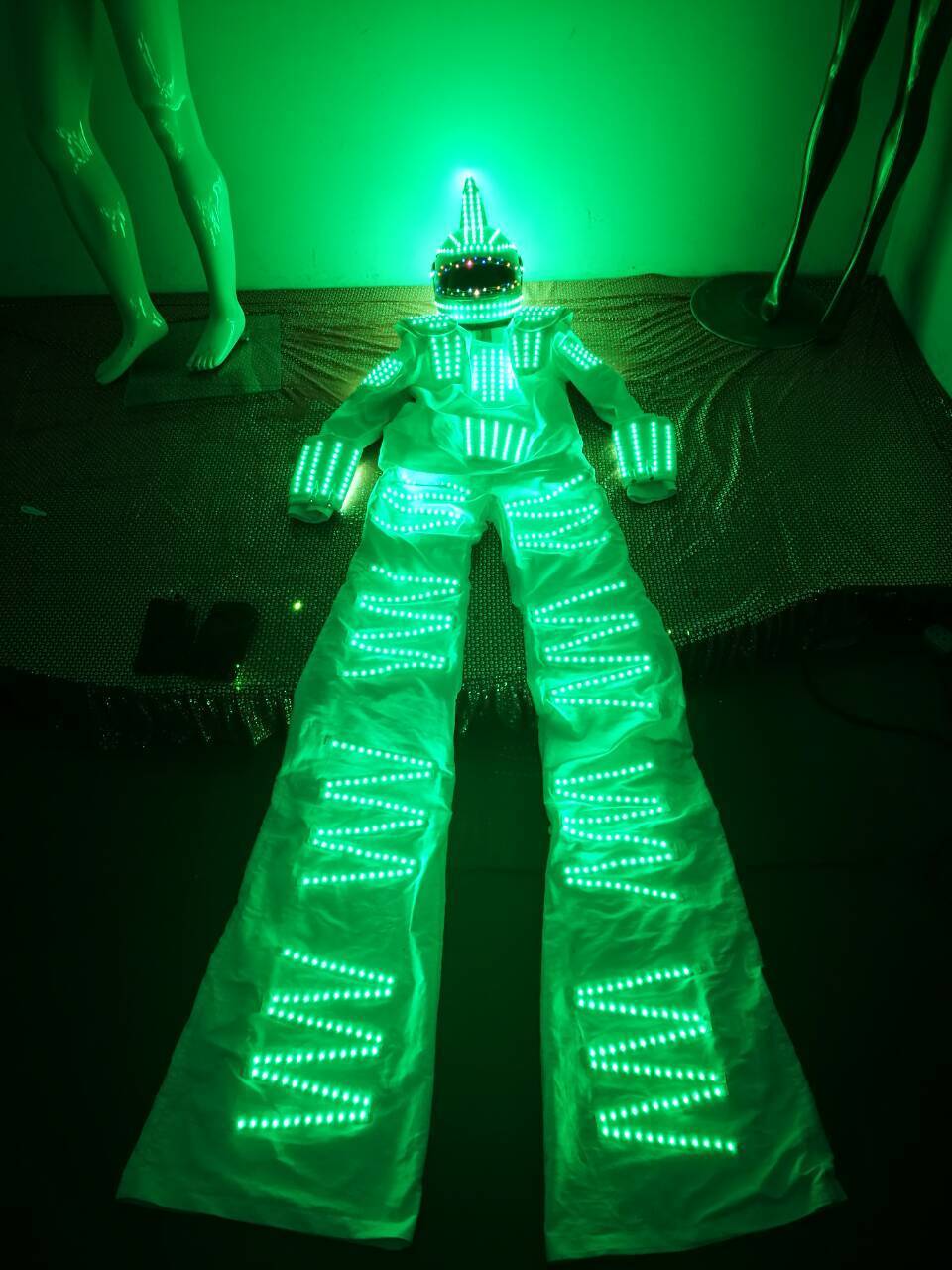 High quality party performance walker stilts costume flashing led giant 3d robot suit clothing david guetta costume for adults