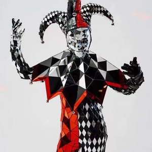 Male Full Colors sparkly reflective mirror costume clown mirror costume for stage performance