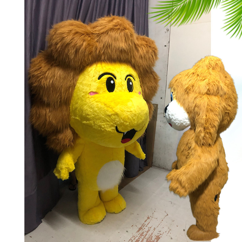 Stage Props Cartoon Doll walking plush inflatable lion mascot costume for adults