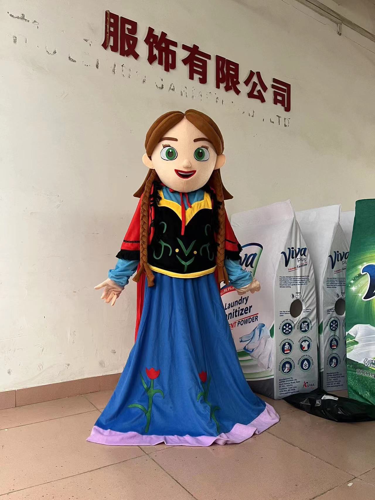 Running Fun Cosplay Princess Anna Mascot Costume Cartoon Character Elsa Mascot Costume Suit For Adults