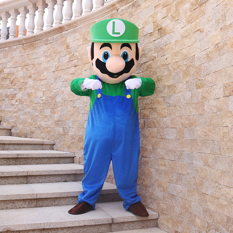 Running Fun Popular Super Mario Mascot Costume Cartoon Character Mario Luigi Cosplay Costumes For Adults