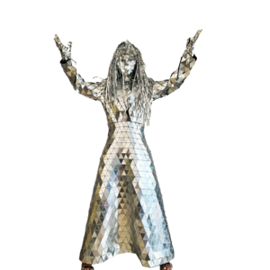 Disco Ball Female reflective silver golden mirror suit costume outfit sparkly mirror costume for women