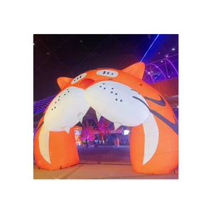 Customized Outdoor Giant Inflatable Tiger Head Mascot Football Tunnel,High School Lighted Inflatable Entrance Tunnel For Sale