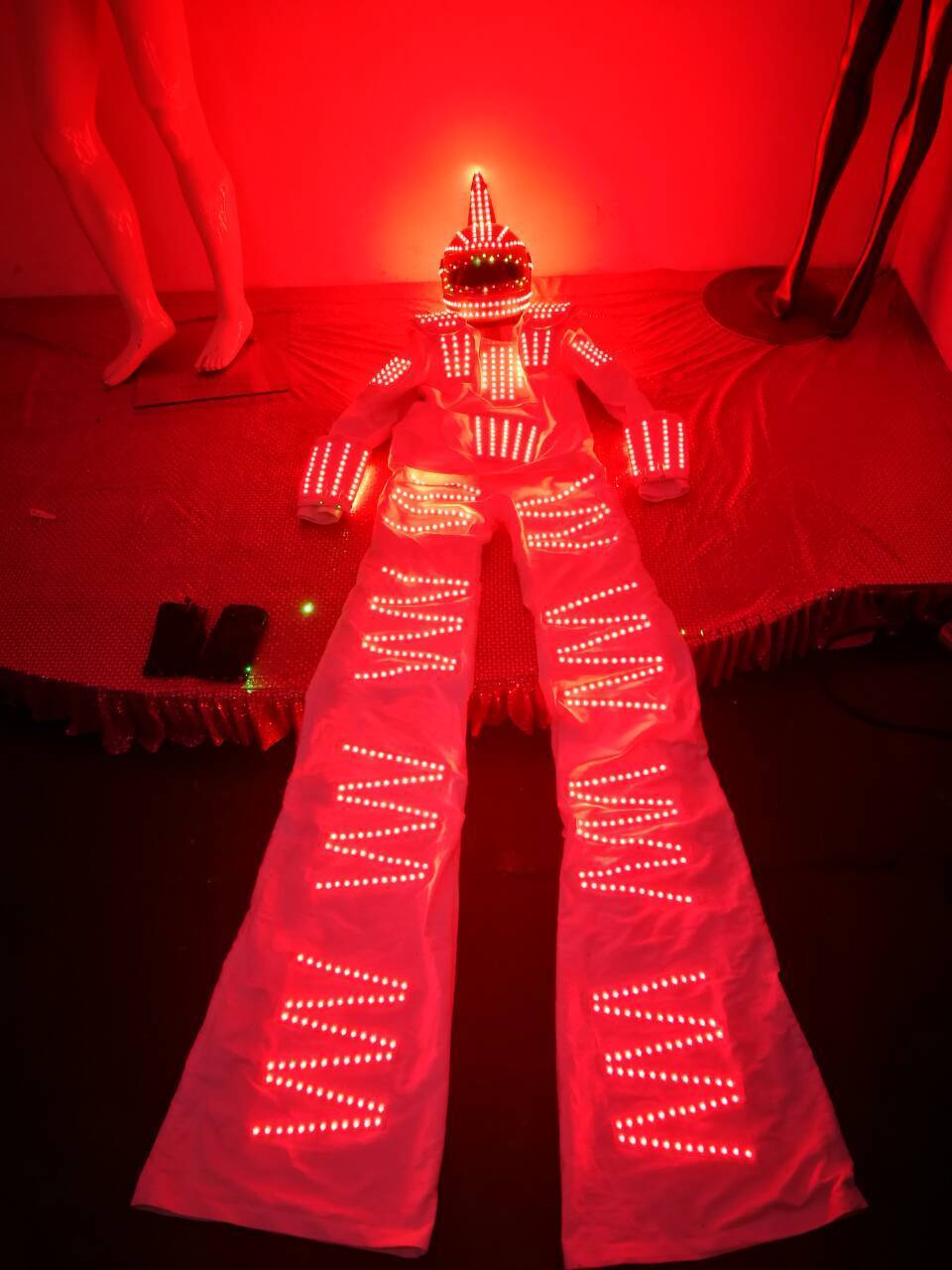 High quality party performance walker stilts costume flashing led giant 3d robot suit clothing david guetta costume for adults