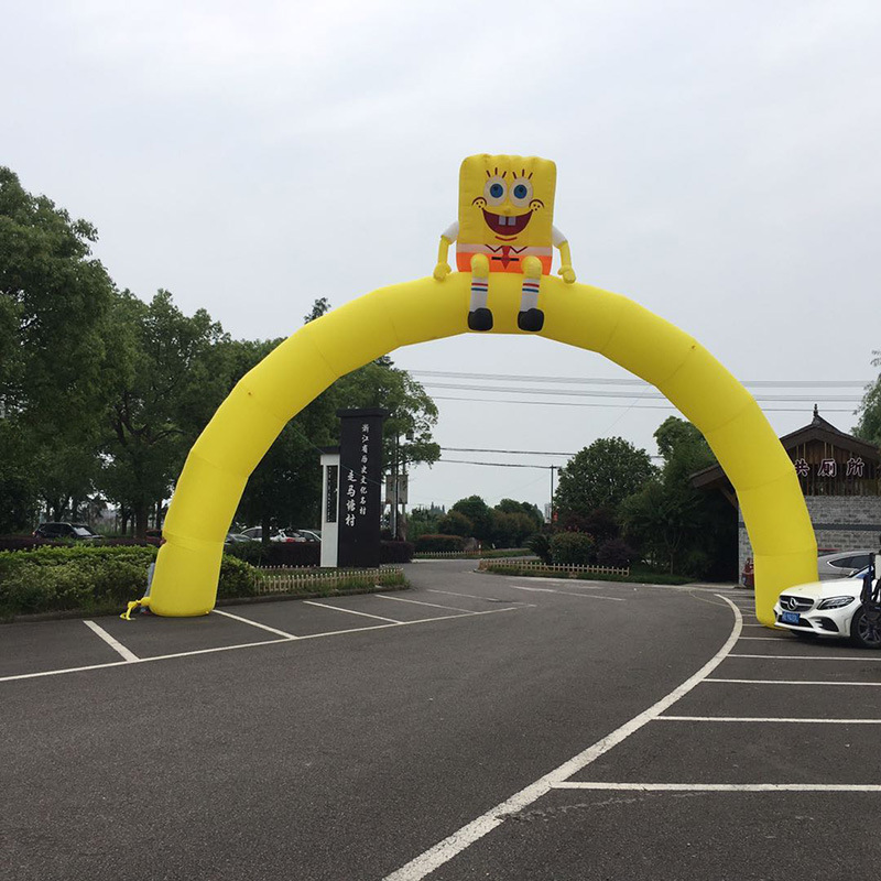 Customized Advertising Cute Spongebob Cartoon Theme Blowup Inflatable Welcomed Entrance Arch For Halloween Christmas Party Event