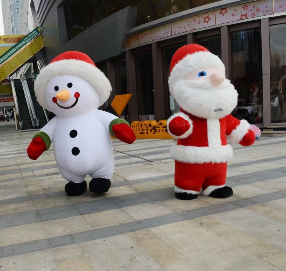 Hot Sale Inflatable Santa Claus And Snowman Costume For Adults Funny Blow Up Costume Suit For Christmas Halloween Cosplay