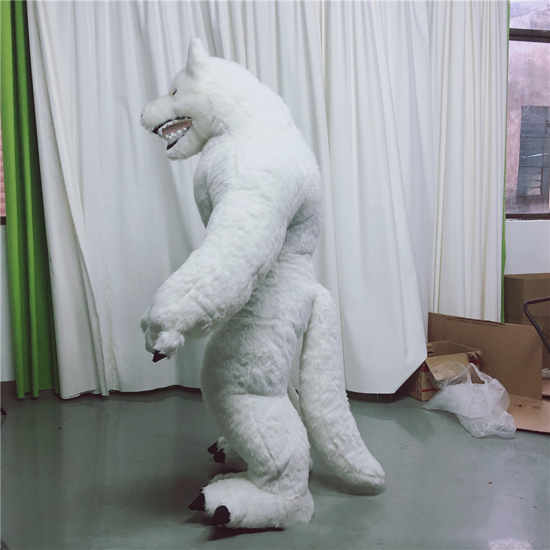 Arctic Wolf Inflatable Animals Costume for Sale Manufacturer Supply Customized Realistic Walking Anime Mascot 2.2m White Unisex