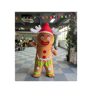 2m Funny Party Adult Christmas Xmas Gingerbread Man Inflatable Mascot Costume For Advertising