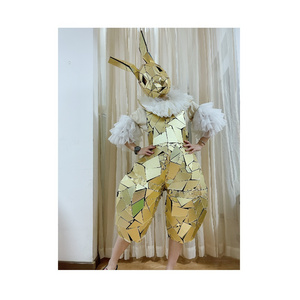 Luxury Event Party Gold Rabbit Mirror Glasses Costume Stage Show Men Women Halloween Party Cosplay Costumes For Carnival Parade