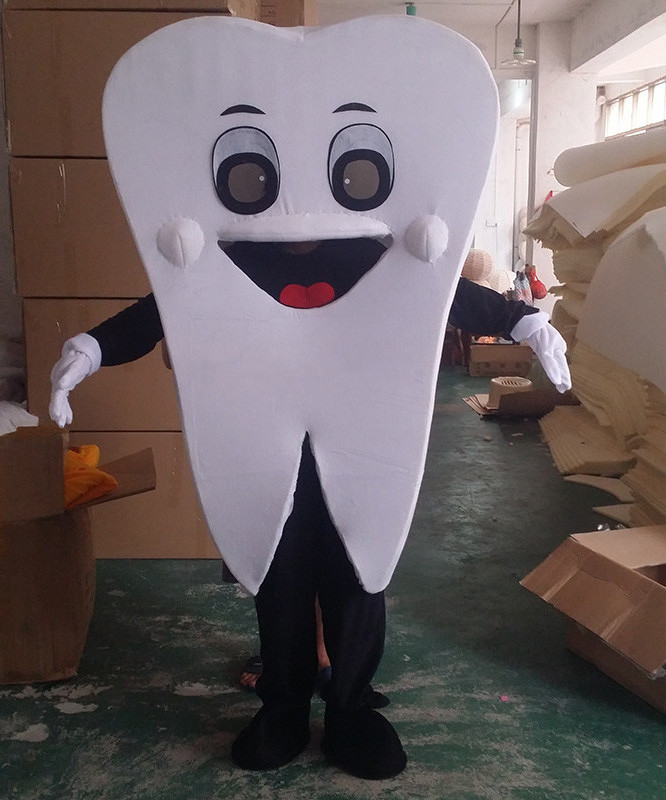 Business Promotion Mascot Costume White Teeth And Toothbrush Mascot Costume For Care For Tooth Activity