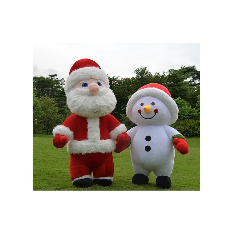 Hot Sale Inflatable Santa Claus And Snowman Costume For Adults Funny Blow Up Costume Suit For Christmas Halloween Cosplay