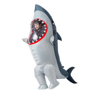 Shark Dress Party Cosplay Mascot Animal Inflatable Costume Adult Size Full Body Inflatable Shark Costume For Outdoor