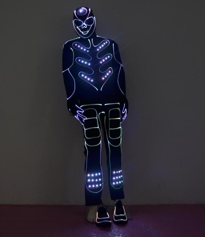 Robot Led Performance El Wire Costumes Party Favor Neon Rave Costume Party Costume Carnival Dancer Suits With Led Light