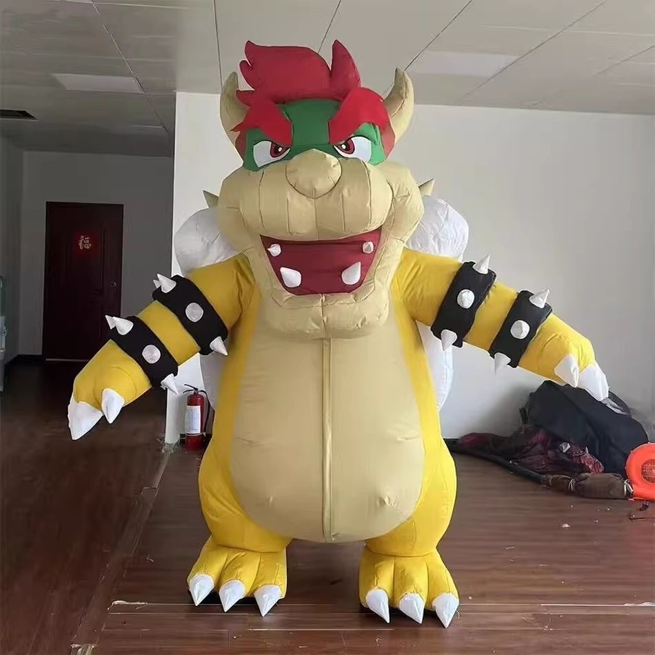 Funny cartoon character cosplay suit inflatable Bowser turtle mascot costume for adults