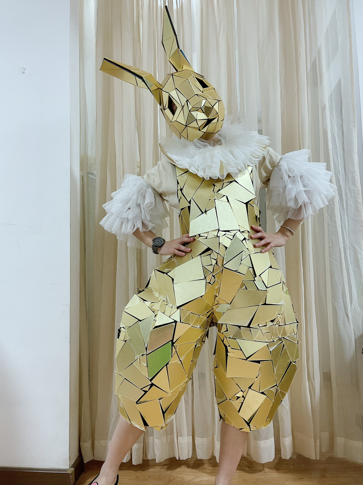 Luxury Event Party Gold Rabbit Mirror Glasses Costume Stage Show Men Women Halloween Party Cosplay Costumes For Carnival Parade