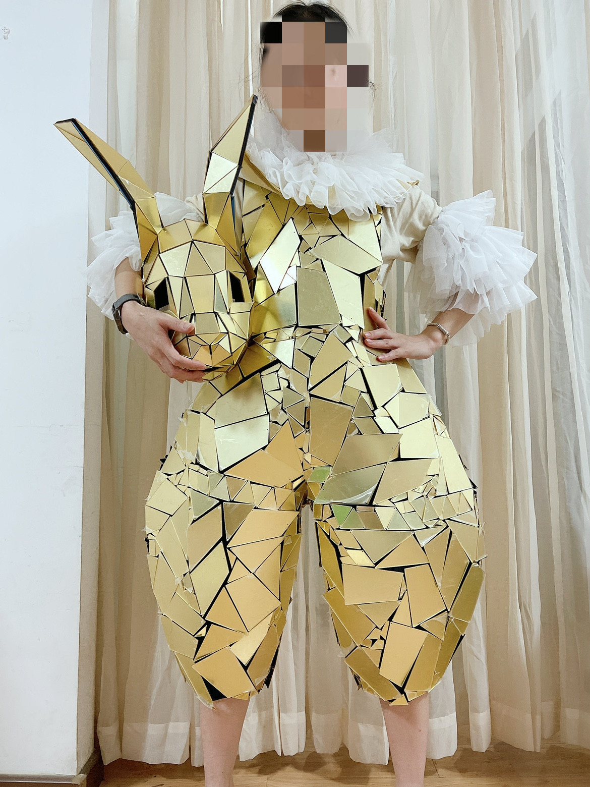 Luxury Event Party Gold Rabbit Mirror Glasses Costume Stage Show Men Women Halloween Party Cosplay Costumes For Carnival Parade