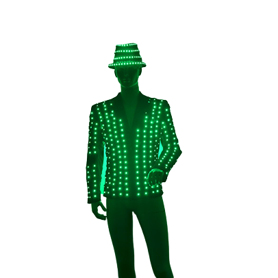 Fashion Men Light Up Led Light Dj Laser Jackets With Hats  For Dj Party Nightclub Wear Full Color Lighting Dance