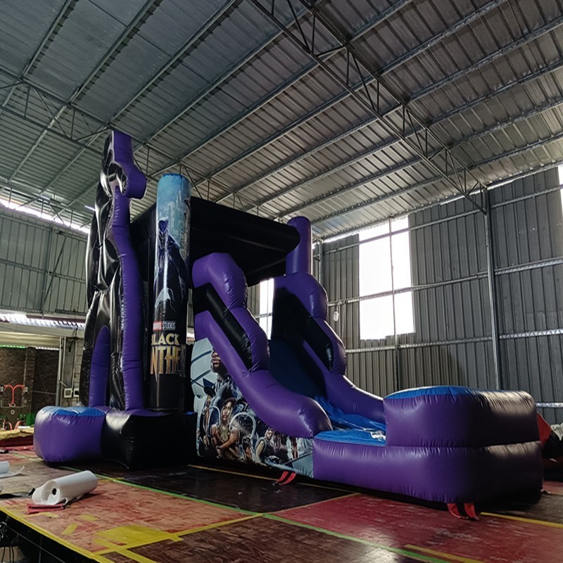 Moonwalk Inflatable Bouncer Black Commercial Panther Wet/dry Combo Slides Bouncy Castle Inflatable Bounce House For Rental